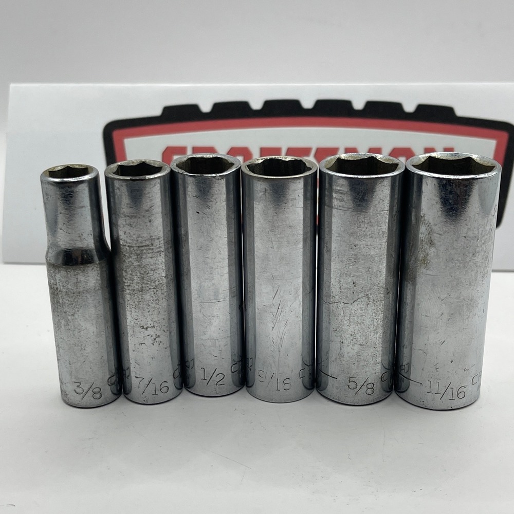Craftsman V Series 6pc Deep‎ Well Socket Set 3/8 Drive SAE 6 Point Made in USA